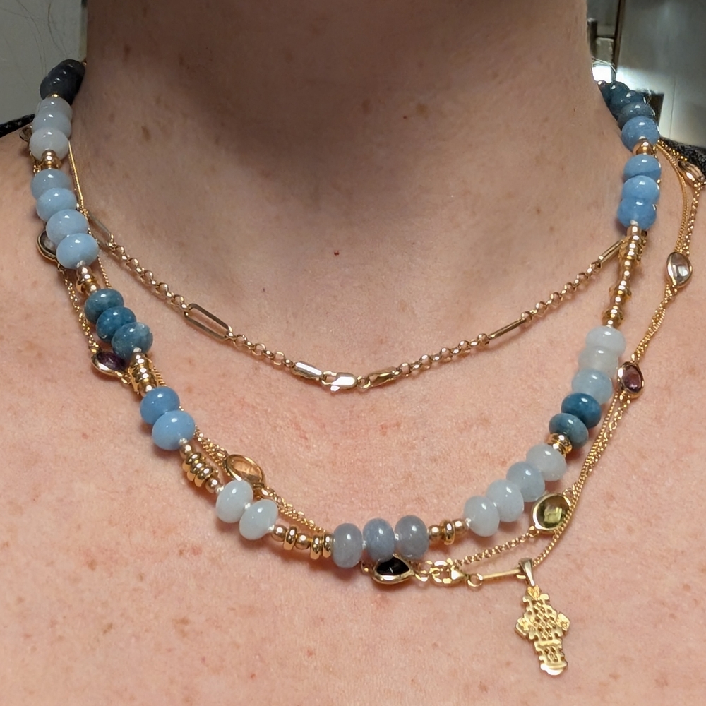 Blue and Gold Beaded Necklace - Picture 6 of 8